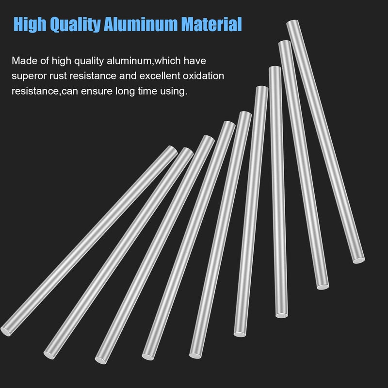 DYWISHKEY 10 قطع قضبان ألمنيوم 5.0 مم × 100 مم، قضبان معدنية صلبة، مخزون قضبان لآلة الخراطة لصنع الحرف اليدوية - Image 2